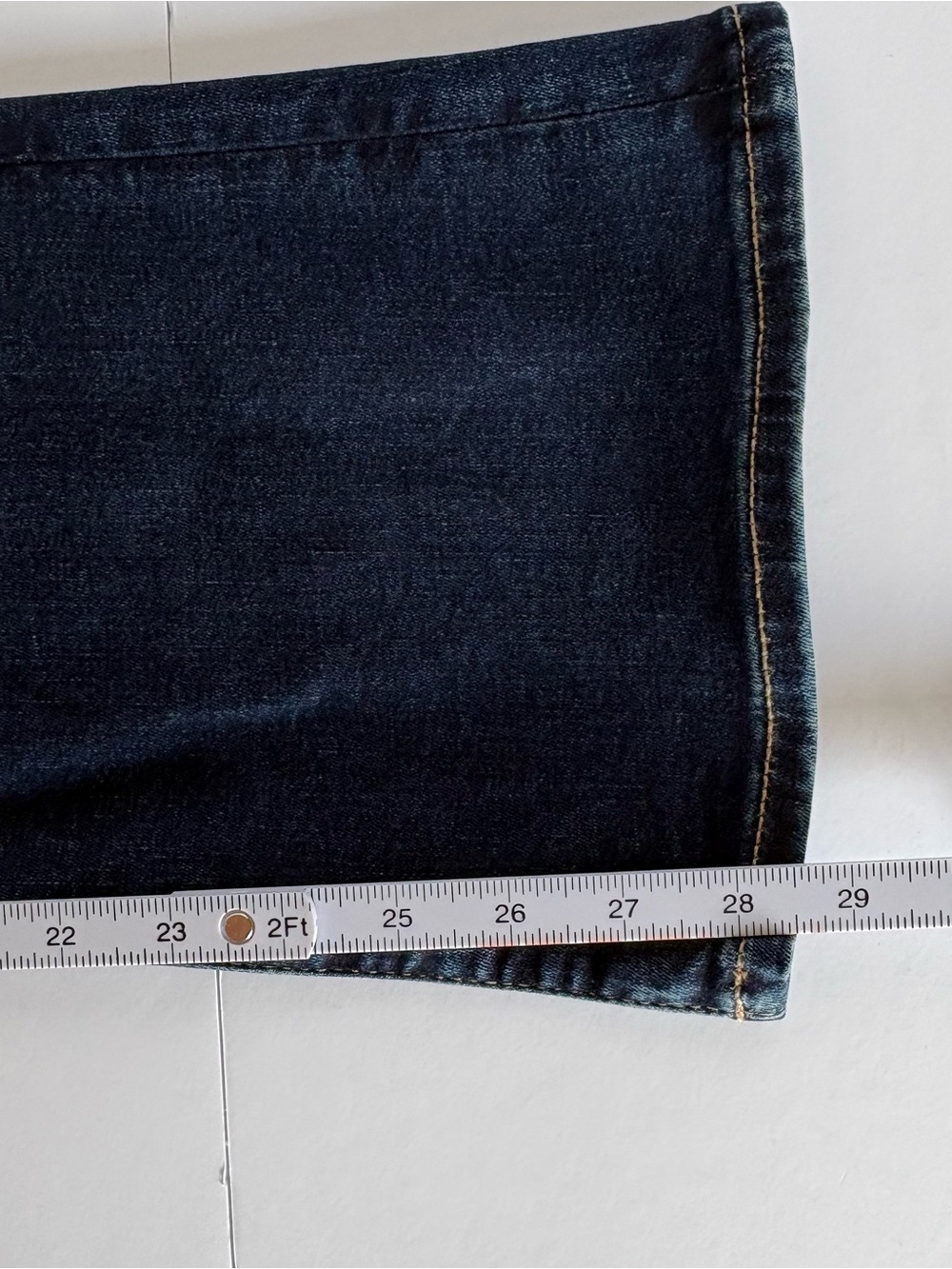 AR Dark Wash Bootcut Kick Flare Stretch Jeans Retro Y2K Indie Sleaze10 Short - Picture 10 of 13